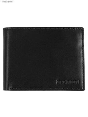 Slim Genuine Leather RFID Blocking Passcase Wallet with Flip ID Window
